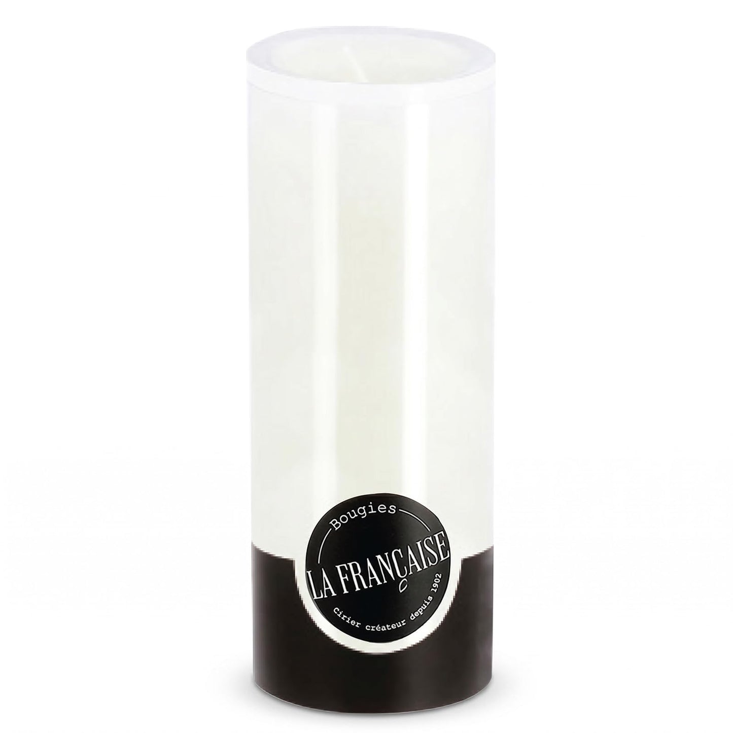 Bougies La Française Unscented Pillar Candle, White, Made in Tunisia, Ready-to-Light Cotton Wick Included, Vegetable Wax Decorative Candle, 3.15" Diameter × 7.87" Tall, Approx. 125-Hour Burn Time