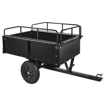 GarveeLife 750 LBS Garden Utility Trailer, 15 Cubic Feet Heavy Duty Steel Dump Cart Feetwith Removable Sides,Hand Pull or Foot Pedal Garden Cart for ATV, UTV, Lawn Mowers and Tractors