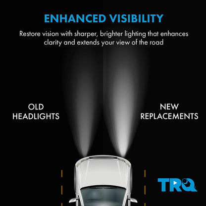 TRQ 2 Piece Headlight Assembly Set Performance LED Daytime Running Lights Black Bezel Driver & Passenger Side Compatible with Ford Excursion 2000-2004 F250 F350 1999-2004 F450 F550 1999-2003