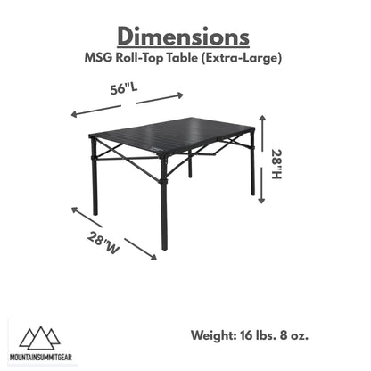 MOUNTAIN SUMMIT GEAR Heavy-Duty Roll-Top Table for Camping - Portable Aluminum-Top Folding Table with Steel Frame by Caddis Sports, Inc. (Extra Large)