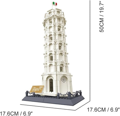 Leaning Tower of Pisa Italy Building Set (1334 Pieces) Architecture Building Blocks Toys Home Décor Model Gifts for Kids and Adults