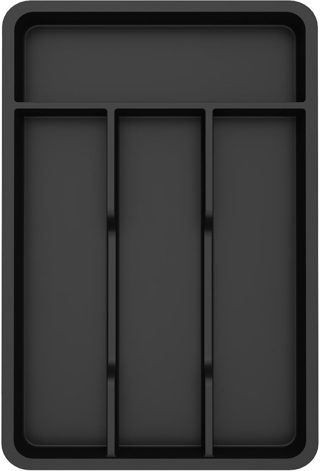 Lifewit Silverware Drawer Organizer Tray, Plastic Cutlery Storage for Kitchen, Flatware and Utensil Holder Divider for Spoons Forks Knives Tableware, 7.8 x 12.4", 4 Slots, Black