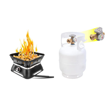 Outland Living 14" Firecube 805 Portable Propane Fire Pit Bundle with 5lb Propane Tank, Cover, Carry Kit, Lava Rocks