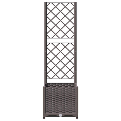 mtlskopl 54" Brown Square Planter with Trellis, 15.7"x15.7" Wood-Look Polypropylene, Modern Matte Garden Box for Patio Balcony