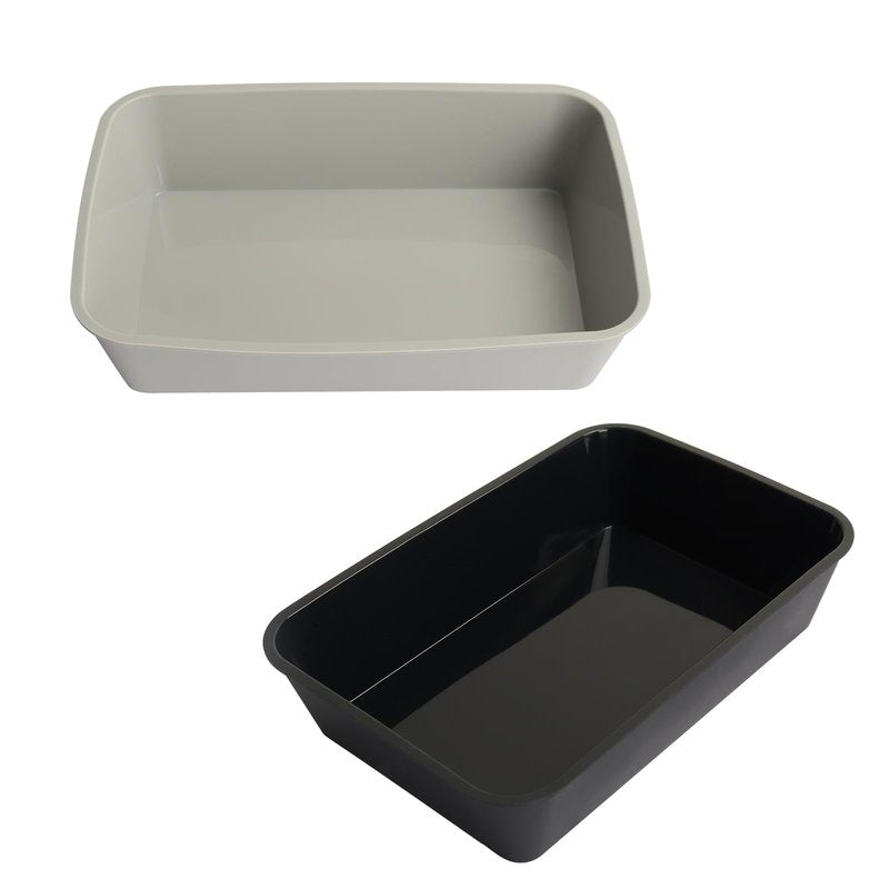 BBQ-PLUS Drip Pan Liners for Ninja Woodfire Outdoor Grill Pro XL/Pro Connect XL Reusable Silicone Grill Grease Tray for Ninja Woodfire OG850 OG951 Series Replacements for Weber 6418 (Black & Grey)
