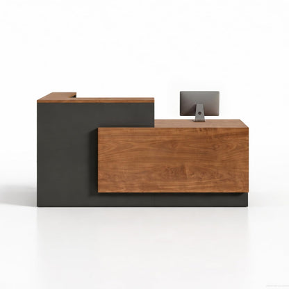 YTElantivo L-Shaped Reception Desk with Counter, 1-Inch Thick Board, Lockable Drawers & Keyboard Tray, Heavy-Duty Front Desk for Office, Salon, Hotel & Clinic