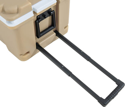 IceCove Norah 60-Quart Insulated Portable Rolling Ice Chest Solar Cooler with Wheels for Party, Camping and Outdoor Activities, Mojave Desert Tan