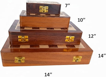 Personalized Wooden Chess Set | Magnetic Folding Travel Board with Storage Box &amp 2 Extra Queens (7 inch x 7 inch)