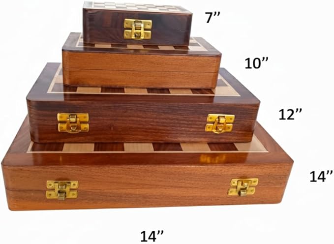 | Personalized Wooden Chess Set | Magnetic Folding Travel Chess Board with Storage &amp 2 Extra Queens (18 x 18 Inch Brown)