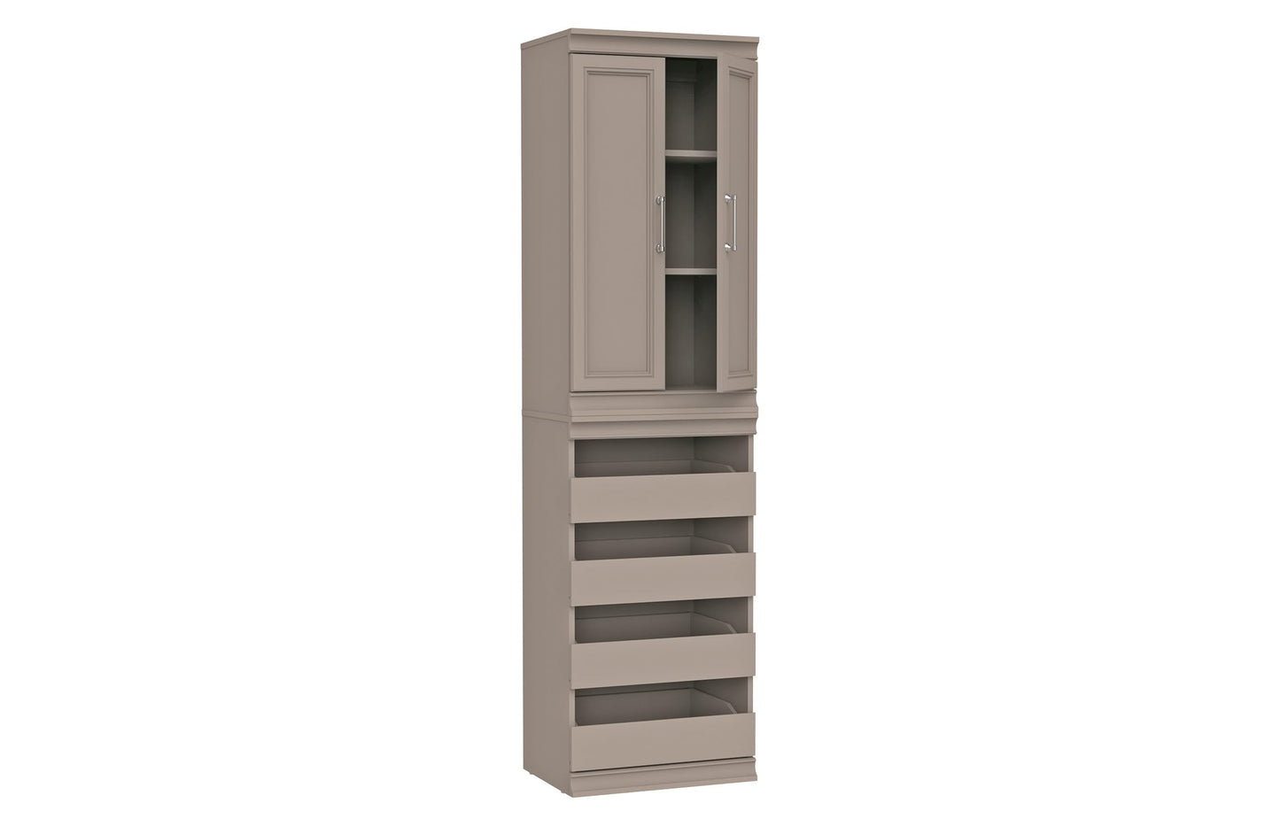 ClosetMaid Modular Storage 21.38-inch W 3-Shelf 4-Drawer Tower Wood Closet System, Smoky Taupe