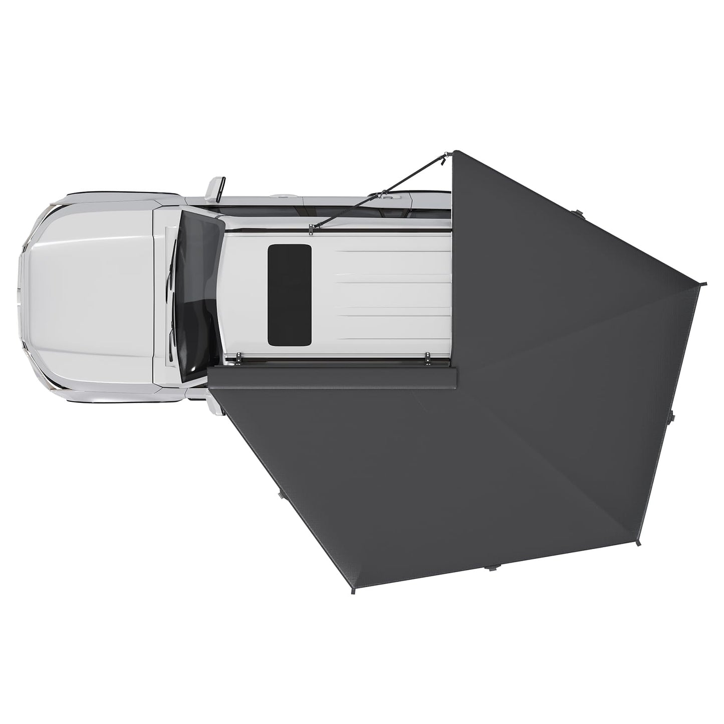 EROMMY 270 Degree Car Side Awning with Built-in LED Light, Fan-Shaped Wide Coverage for SUV, Van, Camper and Truck, Waterproof Overland Camping Shelter