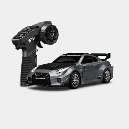 1/43 Scale RC Drift Car Mini GTR35 RC Model Car 2.4GHz 4WD RC Alloy Vehicles with Gyro &amp LED Lights for Adults Hobby Toys (Gray)