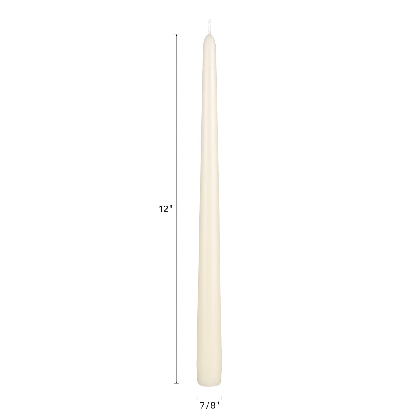 Mega Candles 12 pcs Unscented Ivory Taper Candles, Hand Poured Wax Candle 12 Inch x 7/8 Inch, Home Décor, Wedding Receptions, Centerpieces, Occasions, Events, Romantic Dinners, Prayer, Holders