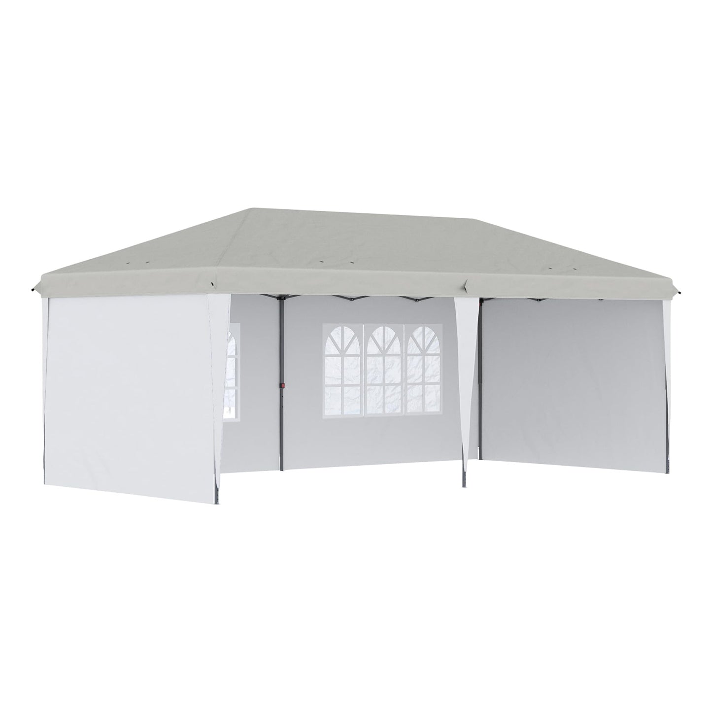 Osparple Canopy Tent for Parties 19.2'x9.7' Pop Up Canopy Tent with 4 Sidewalls Outdoor Instant Gazebo with Carry Bag Sunshades for Patio, Outdoor, Garden, White