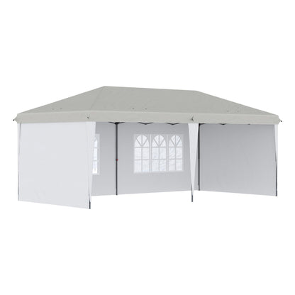 Osparple Canopy Tent for Parties 19.2'x9.7' Pop Up Canopy Tent with 4 Sidewalls Outdoor Instant Gazebo with Carry Bag Sunshades for Patio, Outdoor, Garden, White