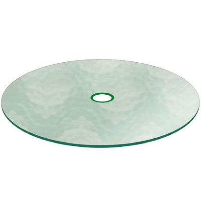 Round Clear Tempered Patio Glass Table Top 42 Inch with 3/16 Inch Thick Flat Polished Edge w/ 2-1/4" Hole, Ideal for Tables Desks Workspaces and Outdoor Furniture by Fab Glass and Mirror