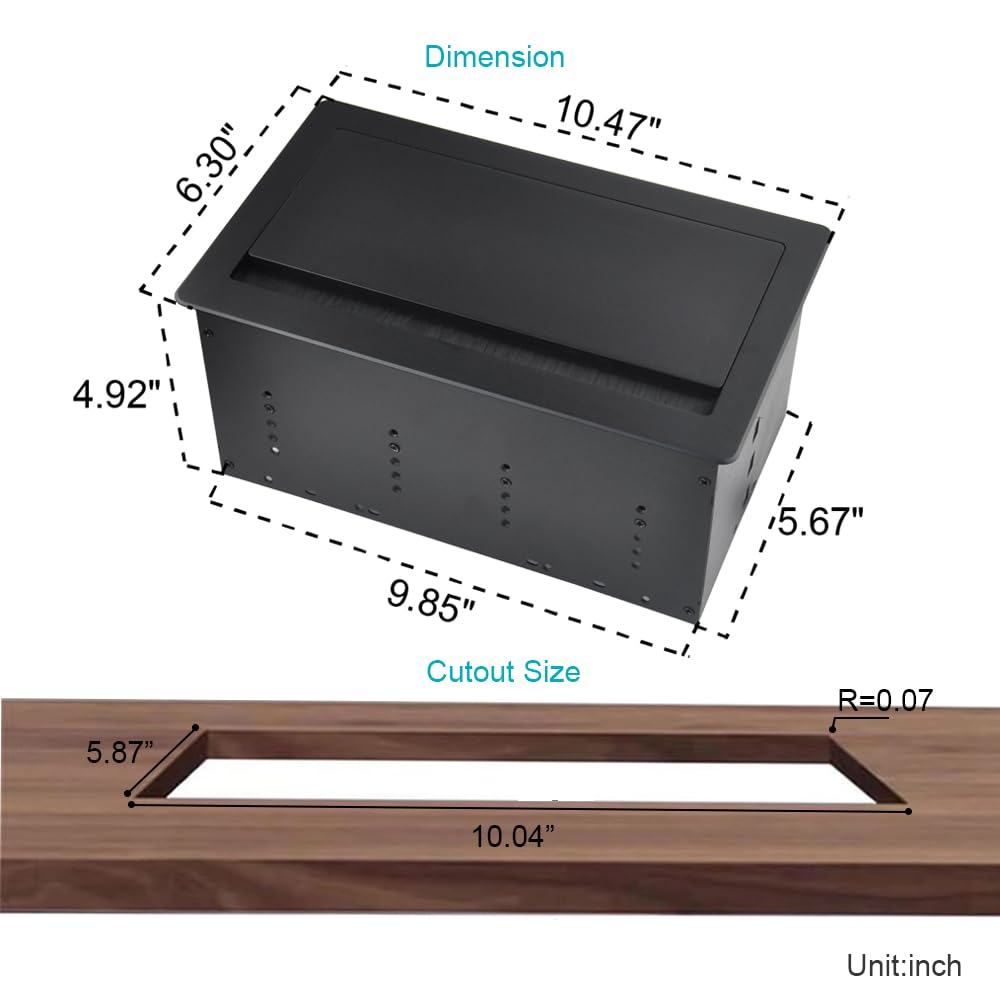 Conference Table Power hub Conference Table connectivity Box recessed Outlet Desk Outlet recessed Power Strip USB-c 65W Outlet Plug with USB Ports countertop Outlet Socket (Black)