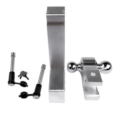 Lamerto Adjustable Trailer Hitch Ball Mount for 2.5-Inch Receiver, 10-Inch Drop/Rise Hitch 18500LBS, 2" and 2-5/16" Balls, with 2 latches Locks, Silver