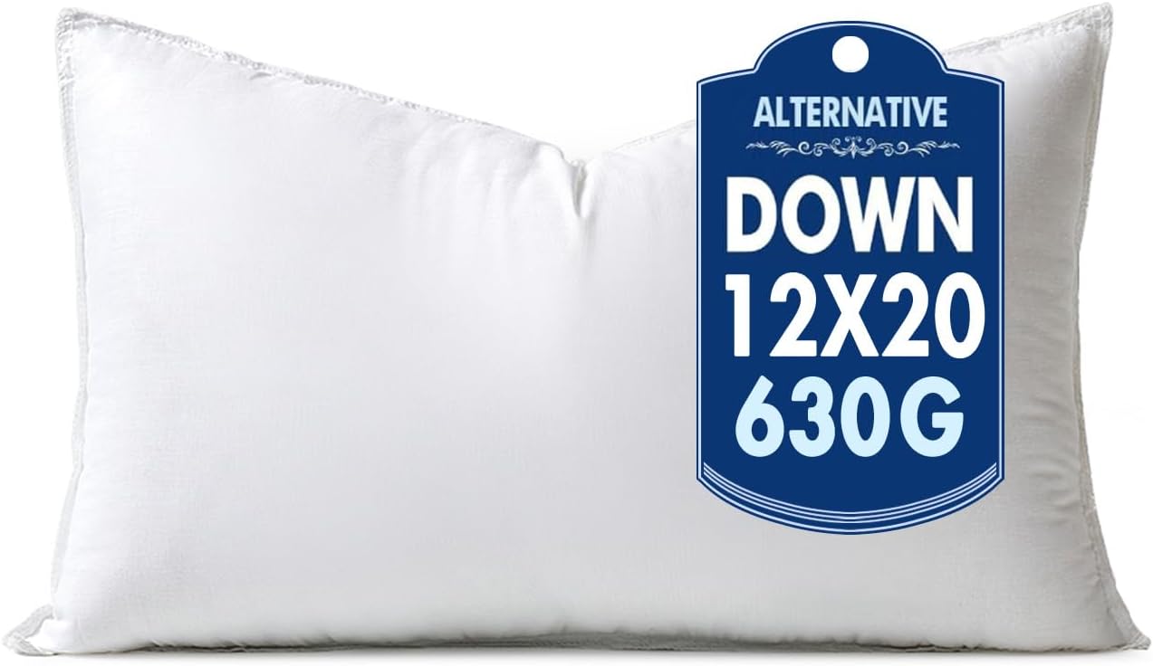 MIULEE Down Alternative Pillow Insert - Ultra Soft Fluffy Decorative Throw Pillow 12x20 Inch for Sofa & Bed