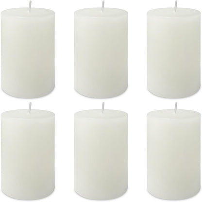 6 Pack 2x3 inch Pillar Candles, White Unscented Votive Candle for Celebration Home Decoration, Dripless and Long Burning Time