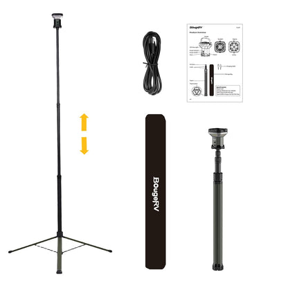BougeRV Telescoping Camping Light, 3200 Lumen Outdoor Lantern, 8000mAh LED Lantern, 7.55 ft Tall, 90-Hour Runtime, Rechargeable Tent Lamp for Camping, Emergency, Hiking, Outdoor, Fast Charging Version