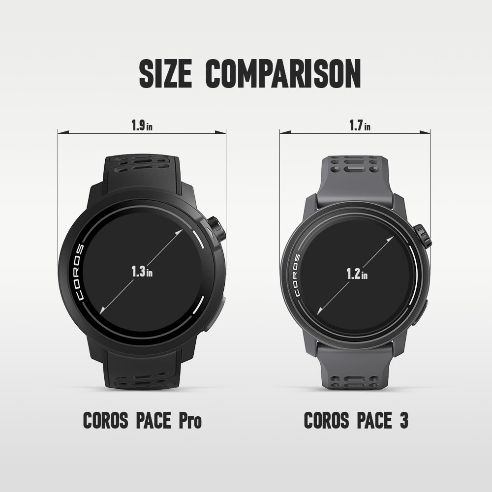 COROS PACE Pro GPS Sport Watch, 1.3-inch AMOLED Touchscreen, Fastest in Class Processor Running Watch, 20 Days Battery Life, Navigation with Global Offline Maps, Sleep Tracking, Running - Black