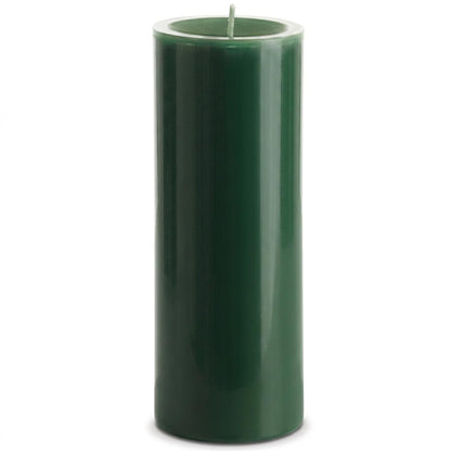 Bougies La Française Unscented Pillar Candle, Green, Made in Tunisia, Ready-to-Light Cotton Wick Included, Vegetable Wax Decorative Candle, 3.15" Diameter × 7.87" Tall, Approx. 125-Hour Burn Time