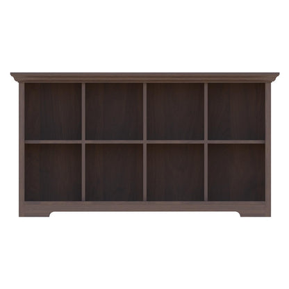 OSCHF Cube Shelf Bookcase with Base - Wooden 2 Tiers Floor Standing Low Storage Cabinet for Home and Office, 8-Cube Lattice Bookshelf, Walnut