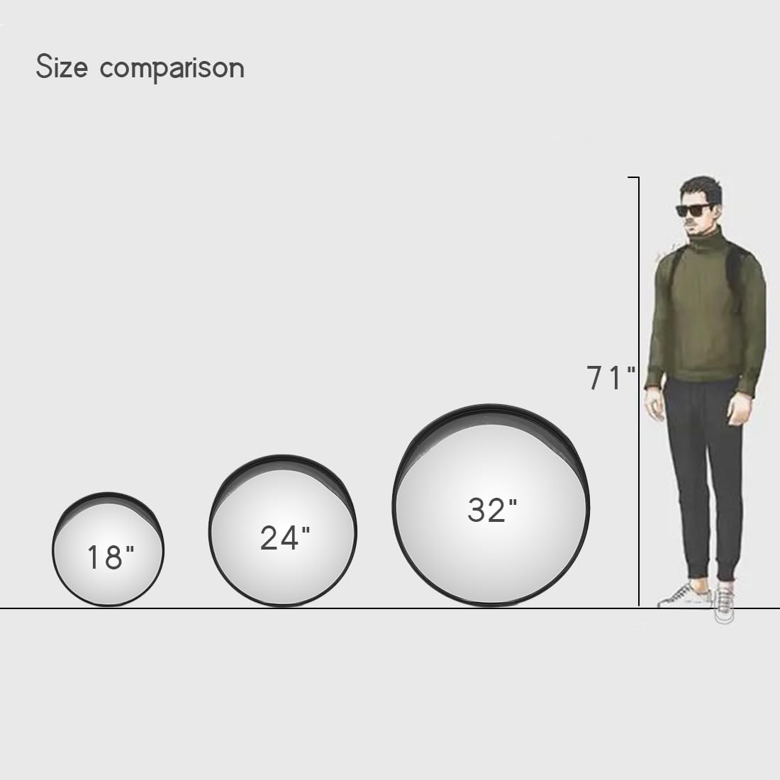 Morimoe Safety Convex Mirror, Acrylic Curved Traffic Mirror, Adjustable Bracket for Outdoor Indoor, Wide Angle Clear View (Size: 24")