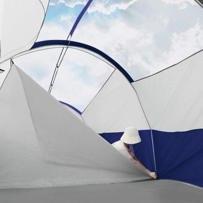 CAMPROS CP Tent 8 Person Camping Tents, Weather Resistant Family Tent, 5 Large Mesh Windows, Double Layer, Divided Curtain for Separated Room, Portable with Carry Bag - Blue