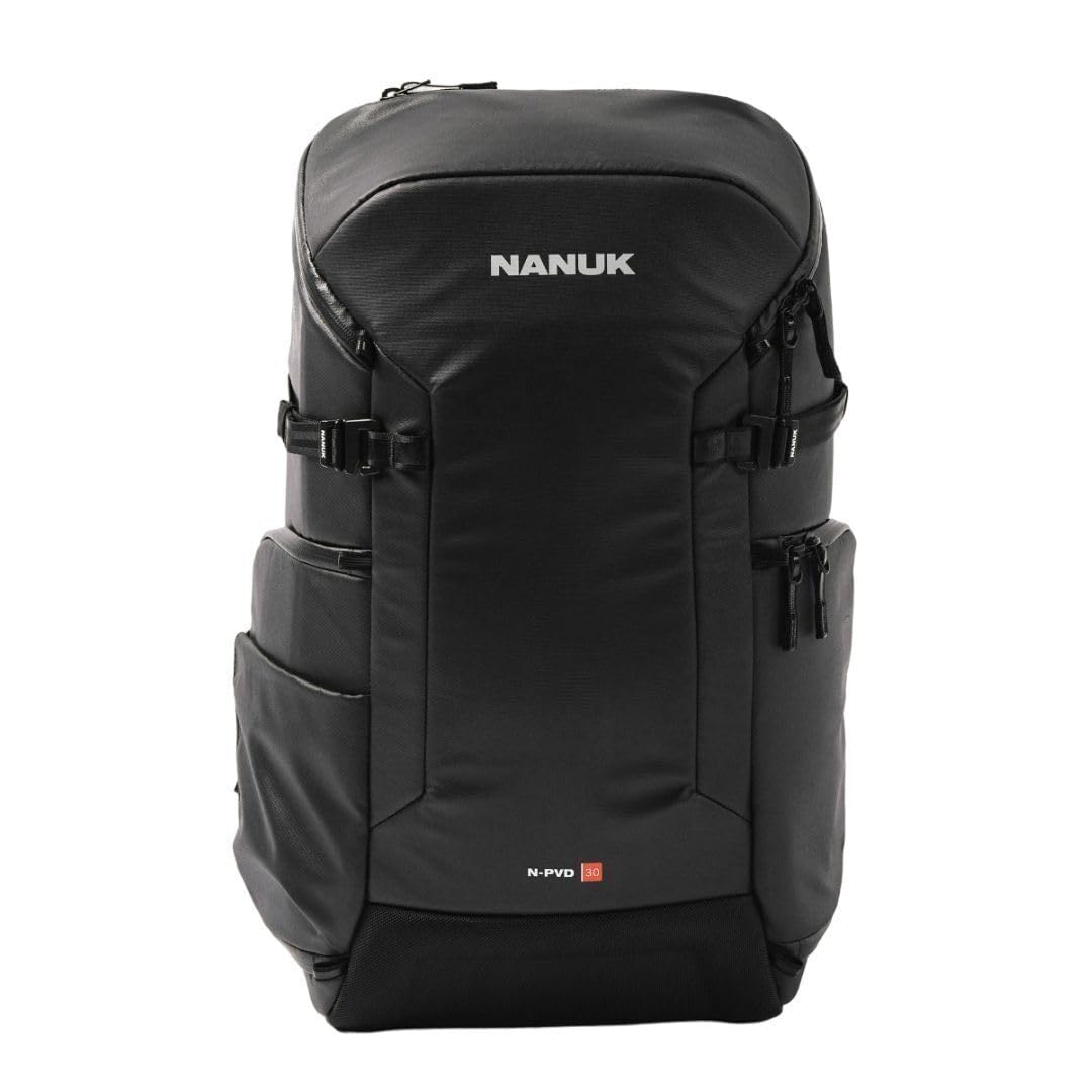 NANUK N-PVD 30L Camera Backpack – Water-Repellent with Rain Cover, Fits 2 Cameras, Drone, Tripod & 16" Laptop Compartment, Carry-On Approved – For Photographers, Travel & Hiking – Black