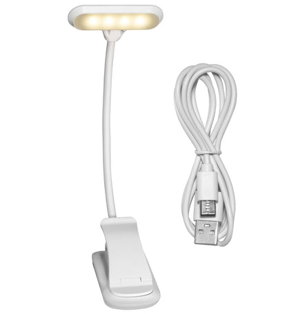 VViViD LEDLit Book Light - Rechargeable, Stepless Dimmable, Flexible Clip, White, Flex Lamp