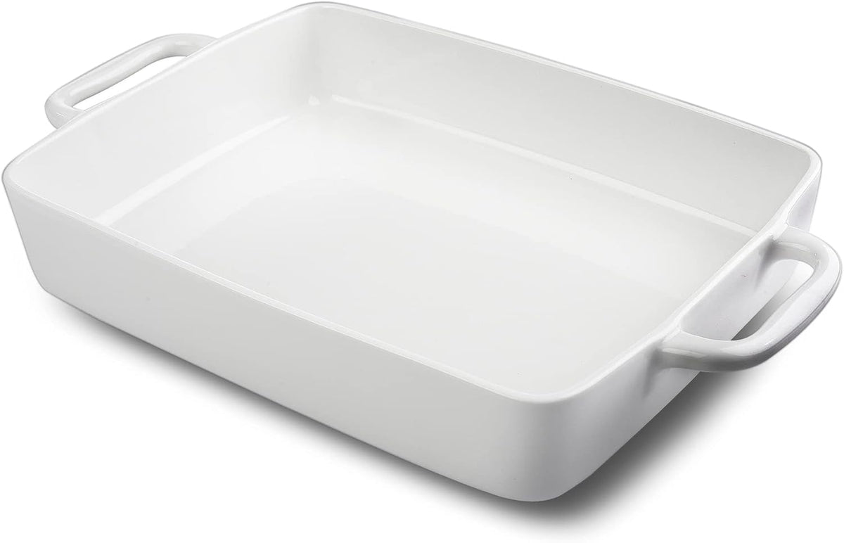 Regine Switzerland Ceramic Baking Dish - Large 9x13 Lasagna Pan with Double Handles for Easy Cooking - White