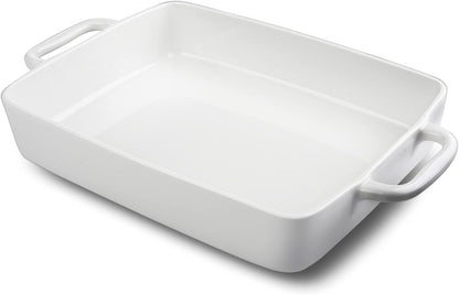 Regine Switzerland Ceramic Baking Dish - Large 9x13 Lasagna Pan with Double Handles for Easy Cooking - White