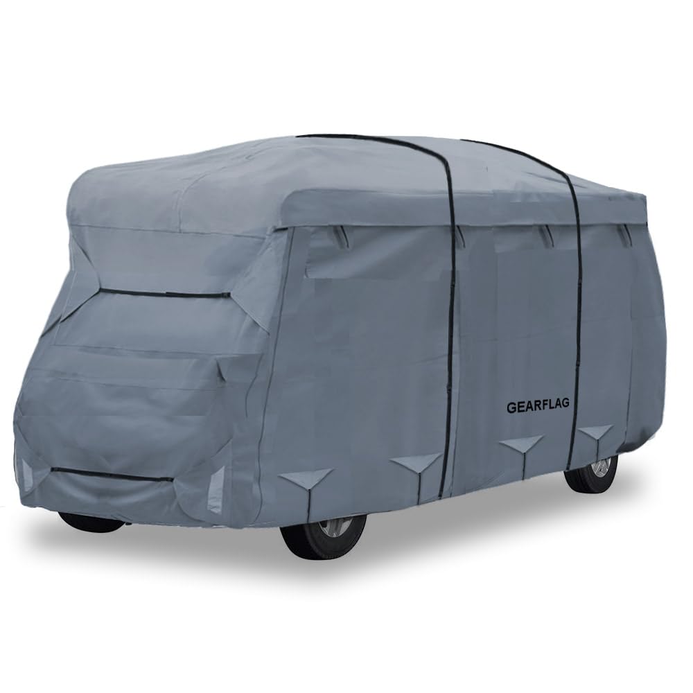 GEARFLAG Class C RV Cover Camper Cover fits 30'-33' with Anti-UV, Water-Resistant, Reinforced Windproof Straps for Van Cover Protection Durable - Ideal for rv & Trailer Covers