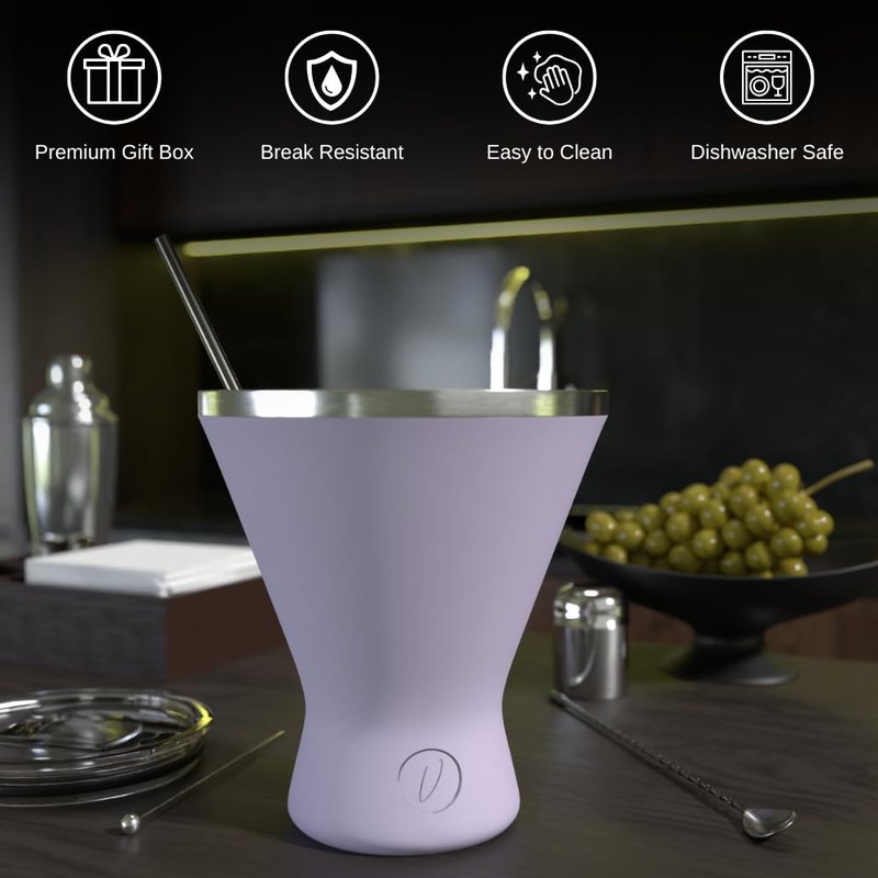 Mother’s Day Gift for Mom – [Lilac] Stainless Steel Martini Glass, Unbreakable Metal Cocktail Glass, Unique Gift for Women Wife, 10oz Elegant Drinkware