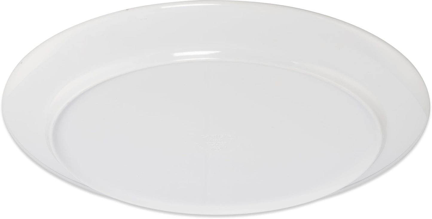 Carlisle FoodService Products Epicure Reusable Plastic Plate for Buffet, Restaurant, and Home, Melamine, 12 Inches, White, (Pack of 12)