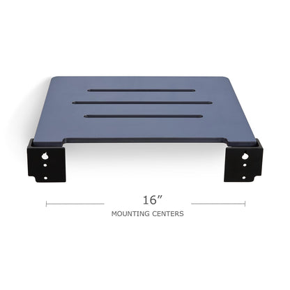 18 inch Silhouette Slimline Folding Wall Mount Shower Bench Seat, Navy Seat with Matte Black Frame