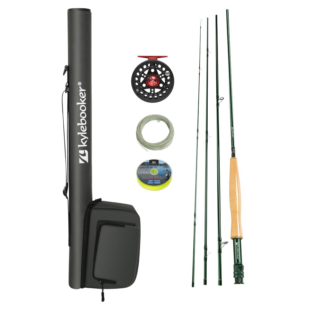 Kylebooker Fly Fishing Rod with Reel Combo Kit（8wt 9‘0“,4sec Rod,7/8 Reel ）