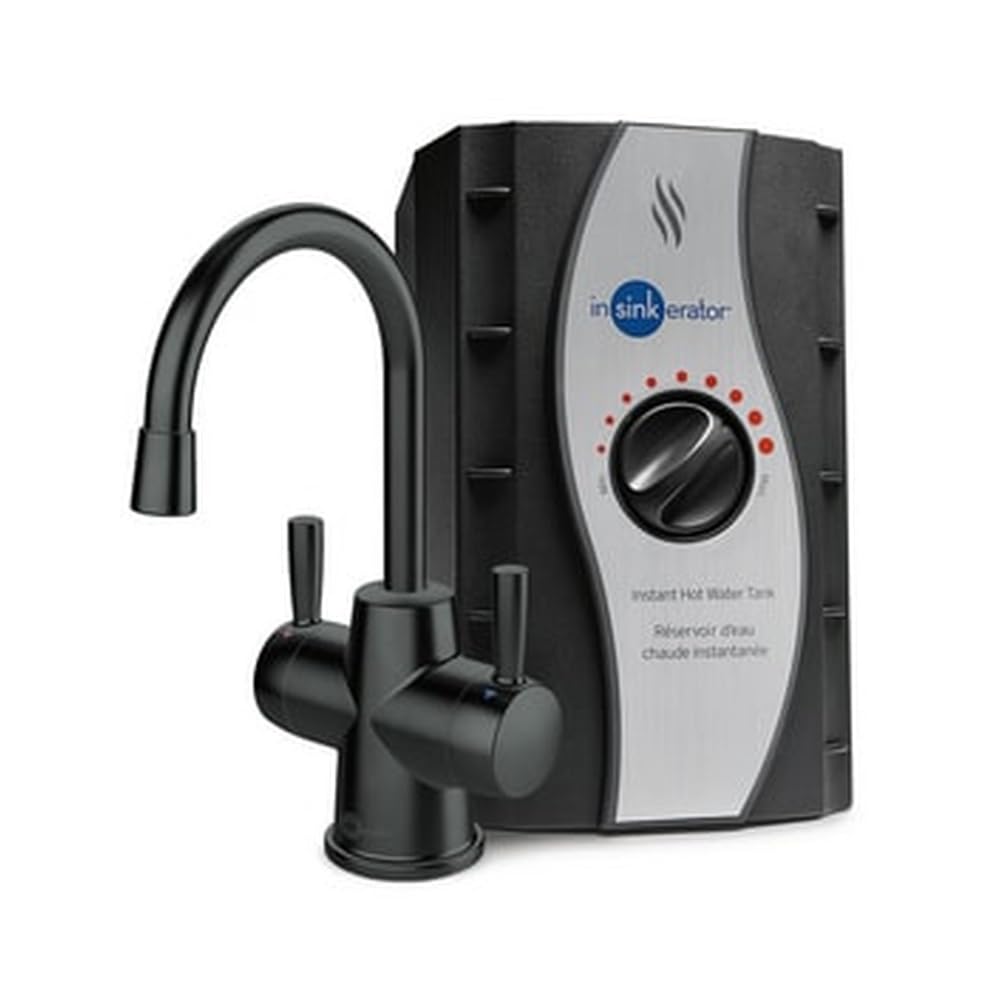 InSinkErator Stainless Steel Tank, HC250MBLK-SS HOT250 System, 2-Handle Drinking Faucet in Matte Black with 2/3-Gallon, Filter-Compatible Instant Hot/Cold Water Dispenser