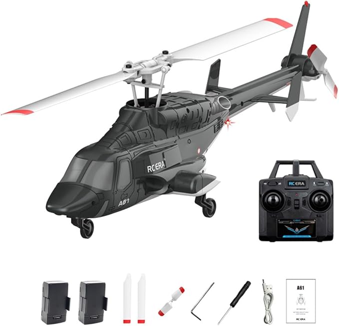 RC ERA A61 RC Helicopter with One-Key Takeoff/Landing 1/52 Scale Air-Wolf Single Rotor 2.4G 4CH Heli Aircraft Altitude Hold Optical Flow Positioning for Adults &amp Hobbyists