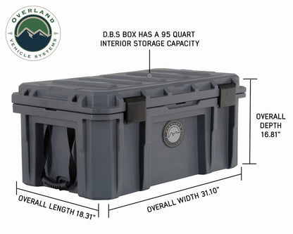 Overland Vehicle Systems 40100011 Dark Gray 95 QT Dry Box Storage with Drain and Bottle Opener | Waterproof Seal | Heavy-Duty Latches and Nylon Handles | Keeps Gear Safe, Dry and Organized