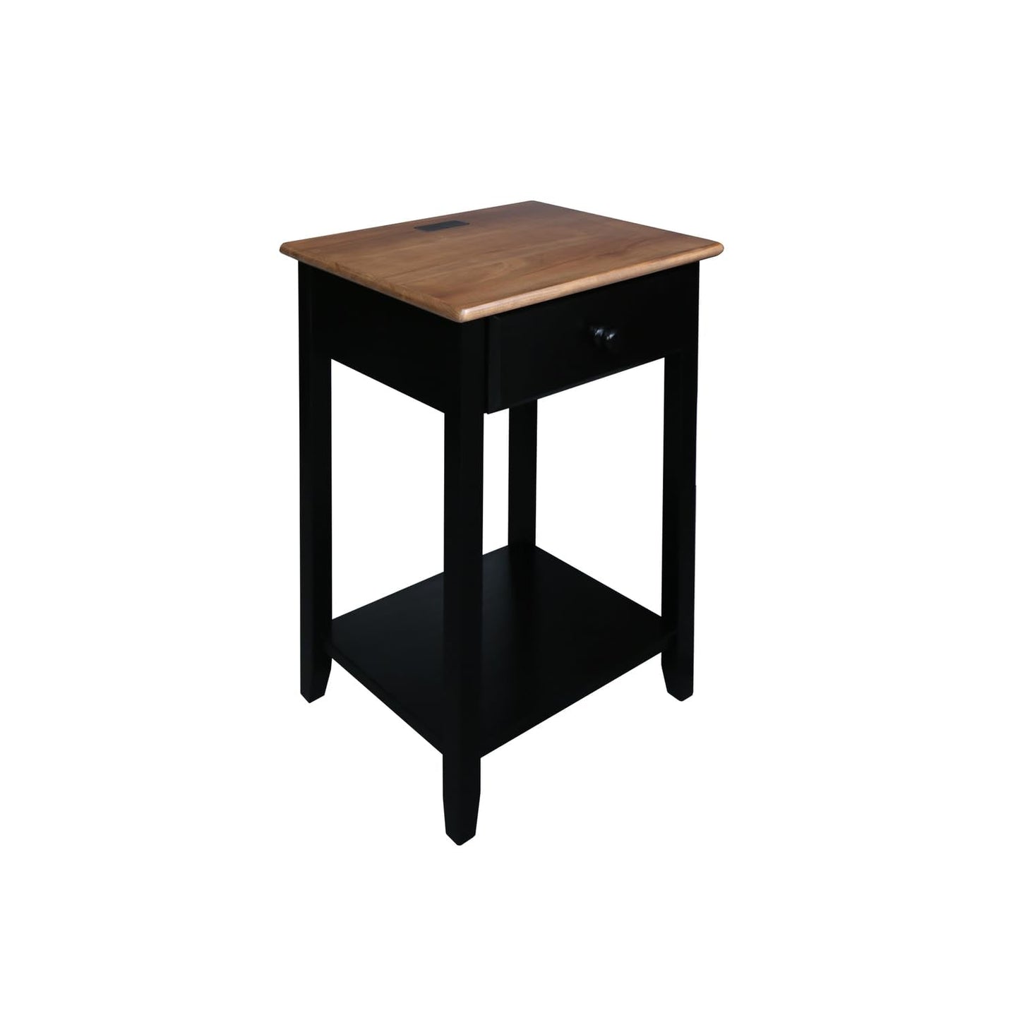 Casual Home Owl Night Stand with USB Port Charging Station and Drawer, 17.5" W x 14.25" D x 24.5" H, Natural Gray