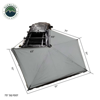 Overland Vehicle Systems 19689909 HD Nomadic 270 LTE Awning Passenger Side | 65 Sq Ft of Coverage | Dark Gray Fabric with Travel Cover Included | Twist and Lock Technology | Weather-Resistant
