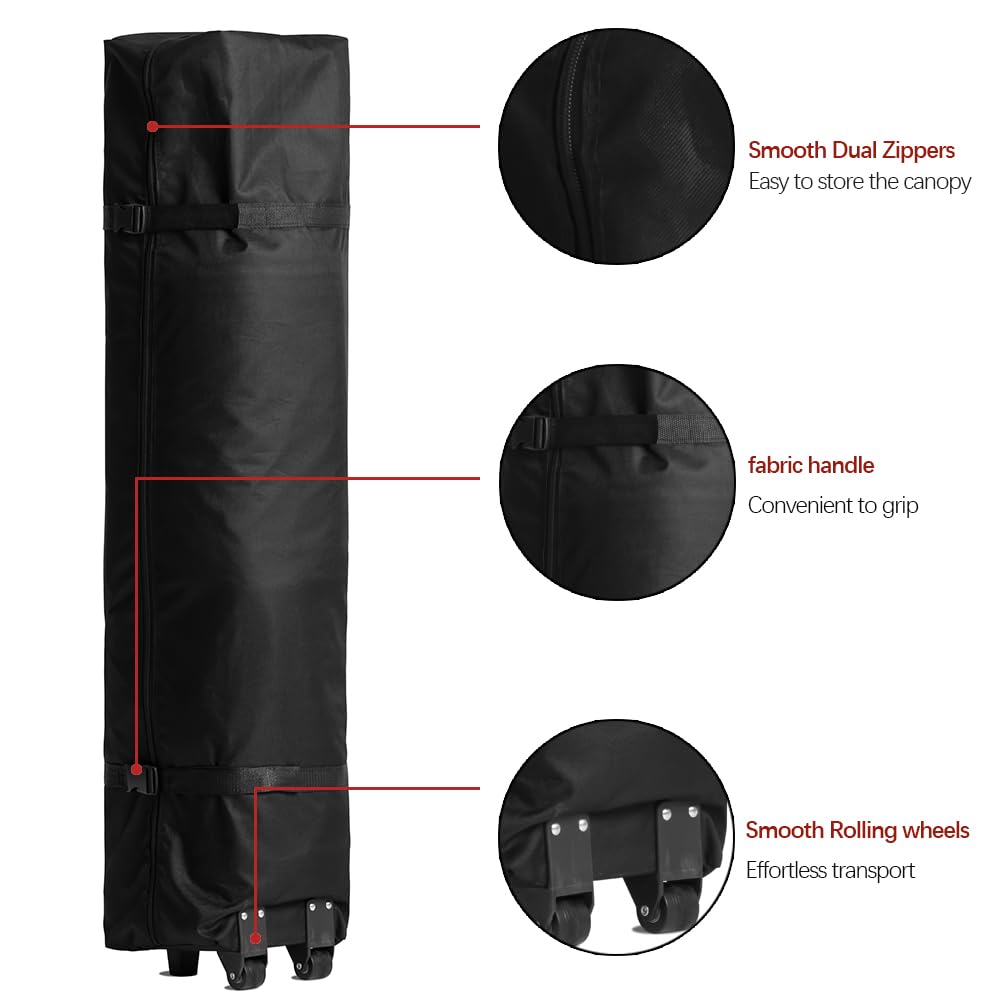 10x10 Pop Up Canopy Tent – One-Person Setup, Waterproof & UV-Blocking, Heavy-Duty Steel Frame, Wheeled Bag & Sandbags – Outdoor Shelter for Party, Camping, Beach, Outside Events (White)