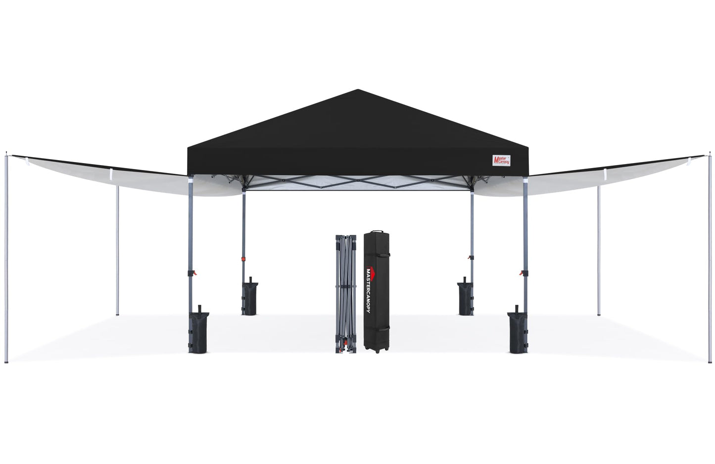 MASTERCANOPY Pop Up 10x10 Canopy Tent with Center Lock, 2 Shelters, 4 Poles, 230 Sq ft of Large Shade Space, for Camping, Picnics & Beach (10'x10',Black)