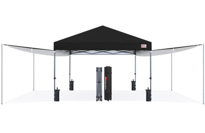 MASTERCANOPY Pop Up 10x10 Canopy Tent with Center Lock, 2 Shelters, 4 Poles, 230 Sq ft of Large Shade Space, for Camping, Picnics & Beach (10'x10',Black)