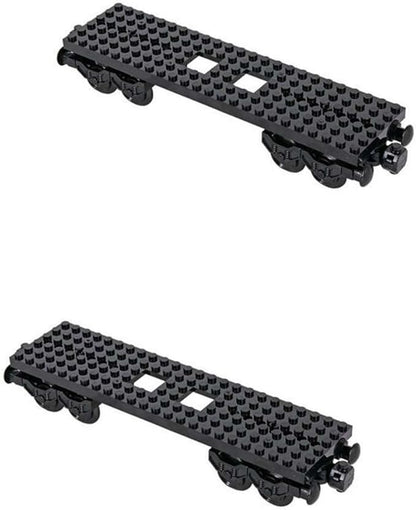 MOC City Creative Building Set – Train Base Wheels Low-Loader Truck &amp Railway Tracks DIY Kit (Compatible with Technical Parts 92339 92088 4025) (2PCS Train Base)