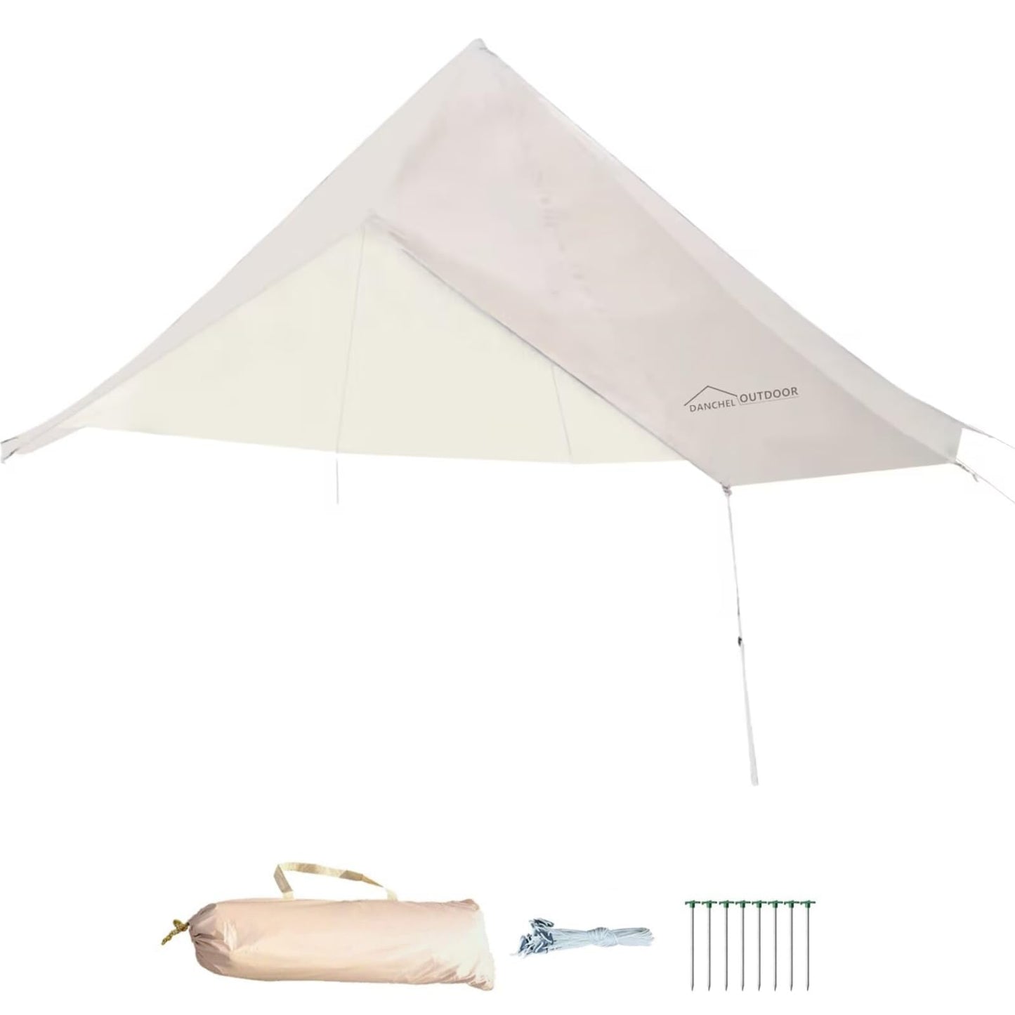 DANCHEL OUTDOOR Waterproof Rain Fly for Bell Tent, 4 Season Yurt Tent Rain Cover Protector Tarp Glamping Gears, PU5000mm Lightweight Oxford Polyester, Beige 4m/13ft