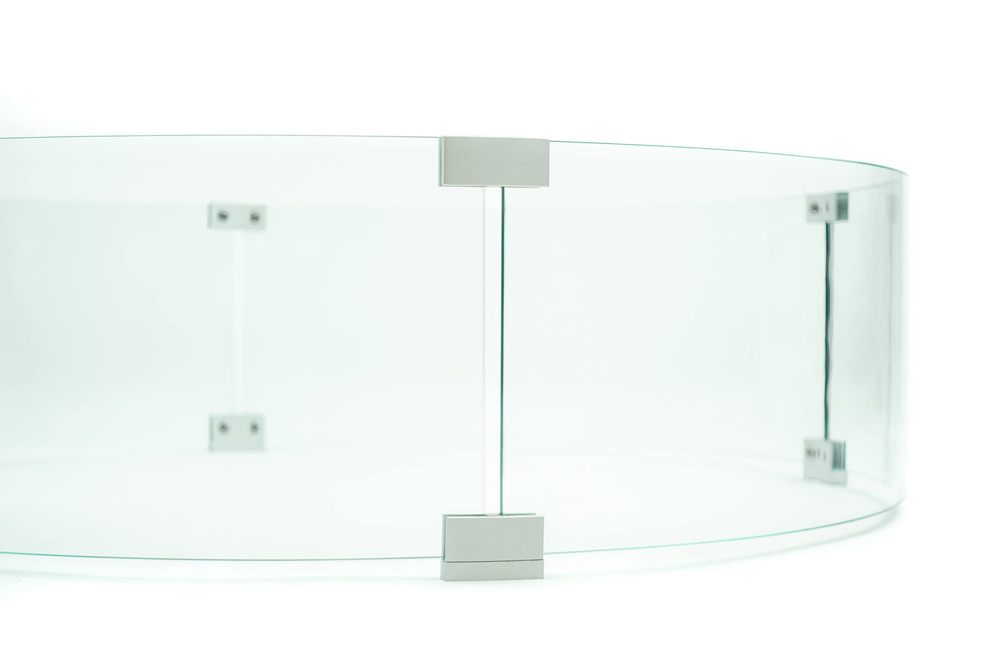AMS Fireplace 32" Round Fire Pit Glass Wind Guard | Clear Tempered Glass Flame Protective Pane. Wind Resistant with Aluminum Corner Bracket